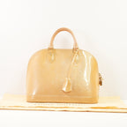 Louis Vuitton Monogram Vernis Alma Handbag in Neutral Beige Patent Leather (Dustbag)