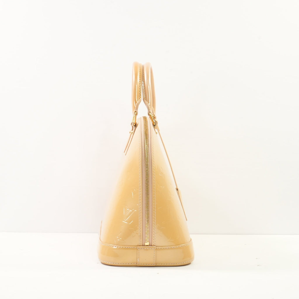 Louis Vuitton Monogram Vernis Alma Handbag in Neutral Beige Patent Leather (Dustbag)