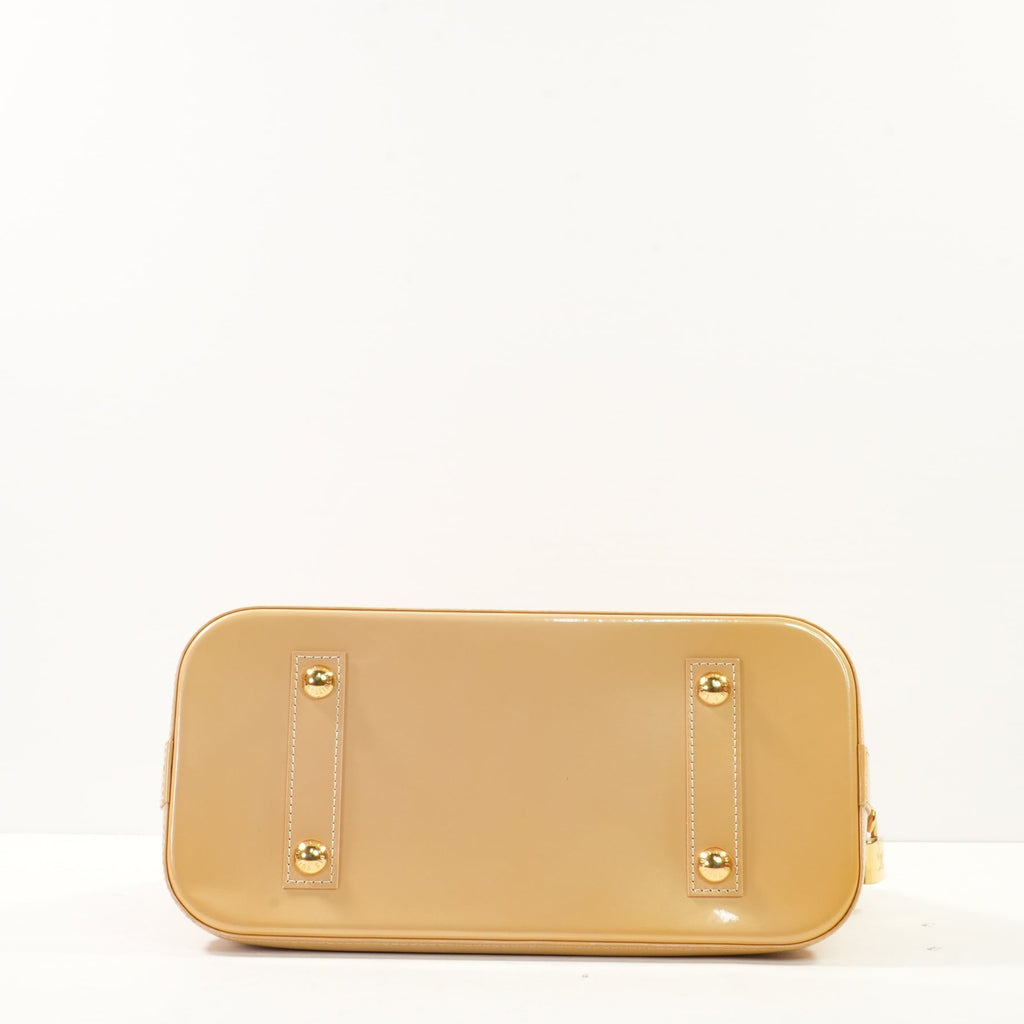 Louis Vuitton Monogram Vernis Alma Handbag in Neutral Beige Patent Leather (Dustbag)