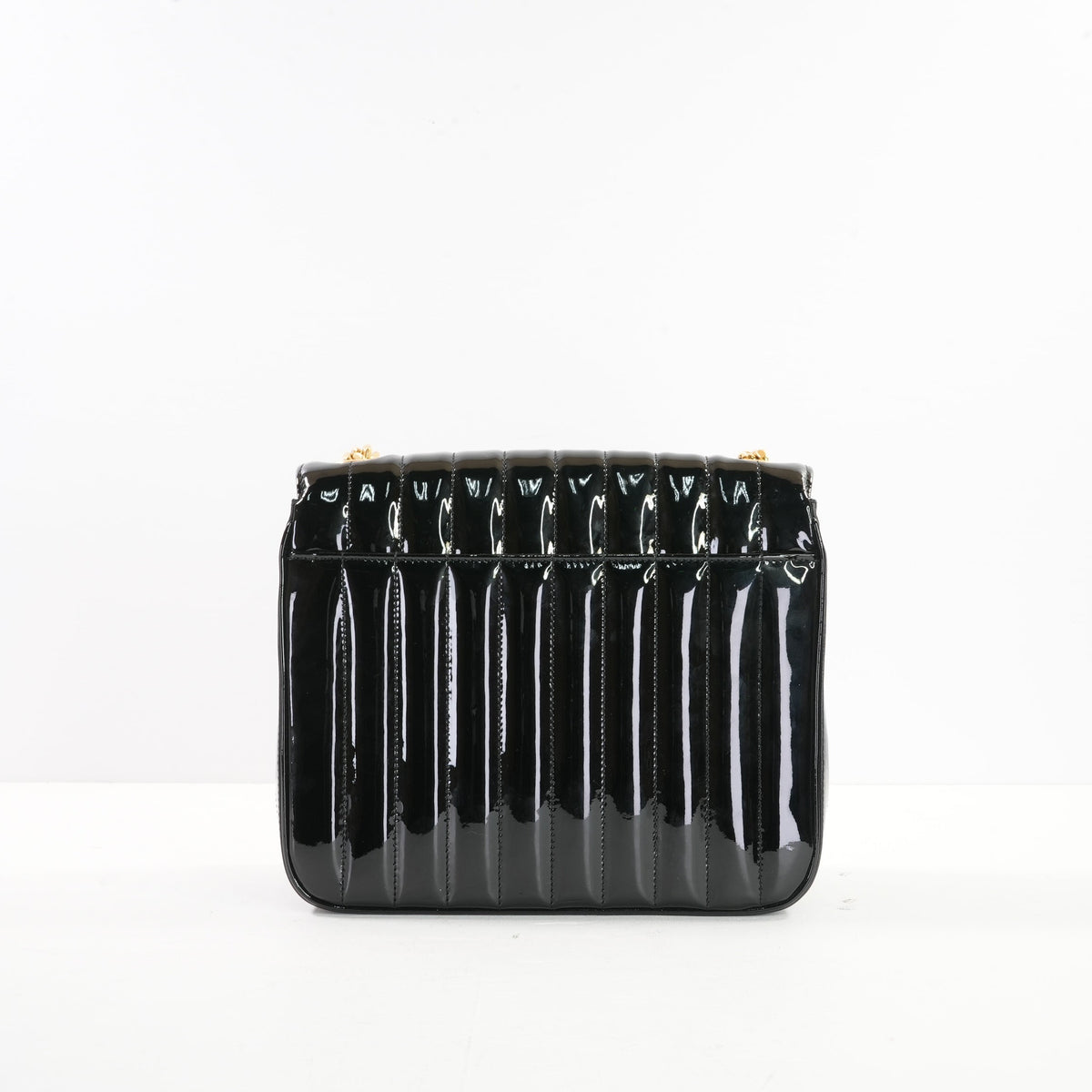 Saint Laurent Black Patent Matelasse Vicky Chain Bag Gold Hardware