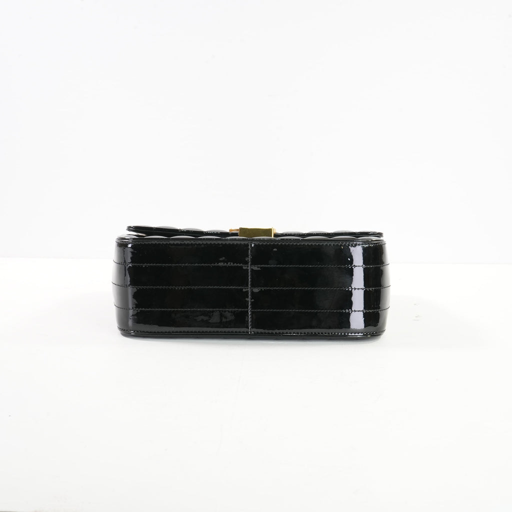 Saint Laurent Black Patent Matelasse Vicky Chain Bag Gold Hardware