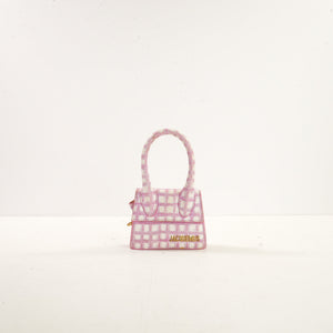 Jacquemus Le Chiquito Mini Bag in Print Pink Checkered Leather (dustbag)