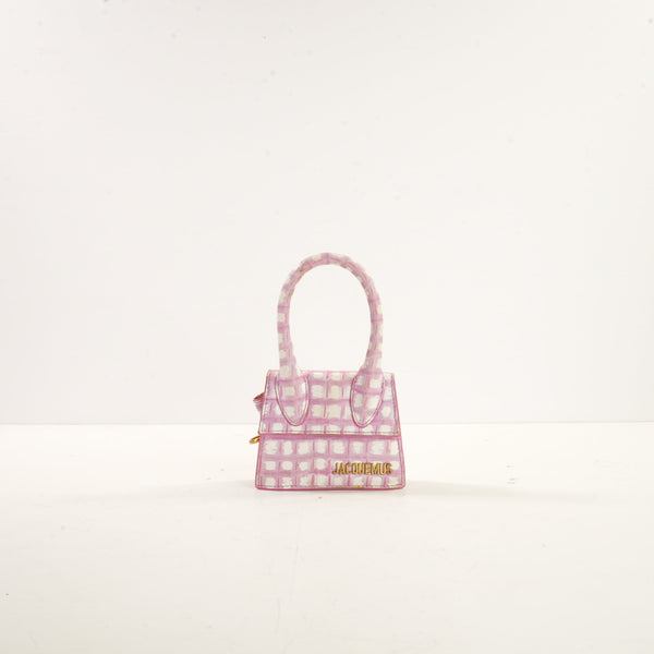 Jacquemus Le Chiquito Mini Bag in Print Pink Checkered Leather (dustbag)