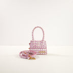 Jacquemus Le Chiquito Mini Bag in Print Pink Checkered Leather (dustbag)