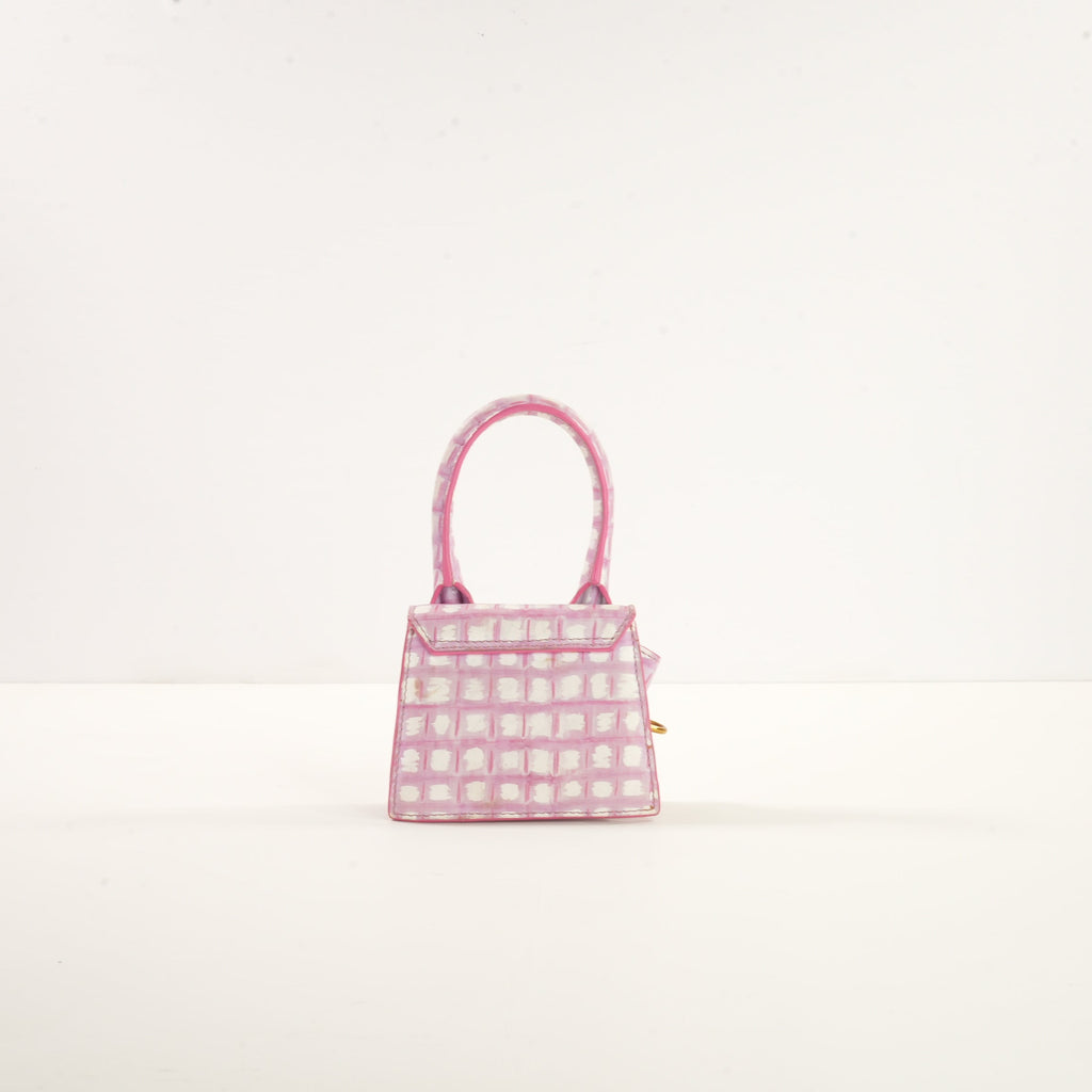 Jacquemus Le Chiquito Mini Bag in Print Pink Checkered Leather (dustbag)