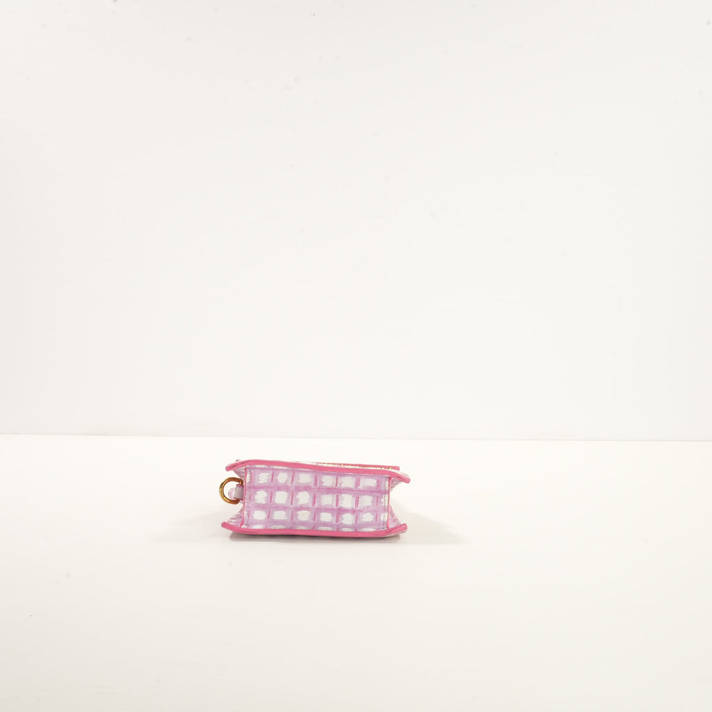 Jacquemus Le Chiquito Mini Bag in Print Pink Checkered Leather (dustbag)