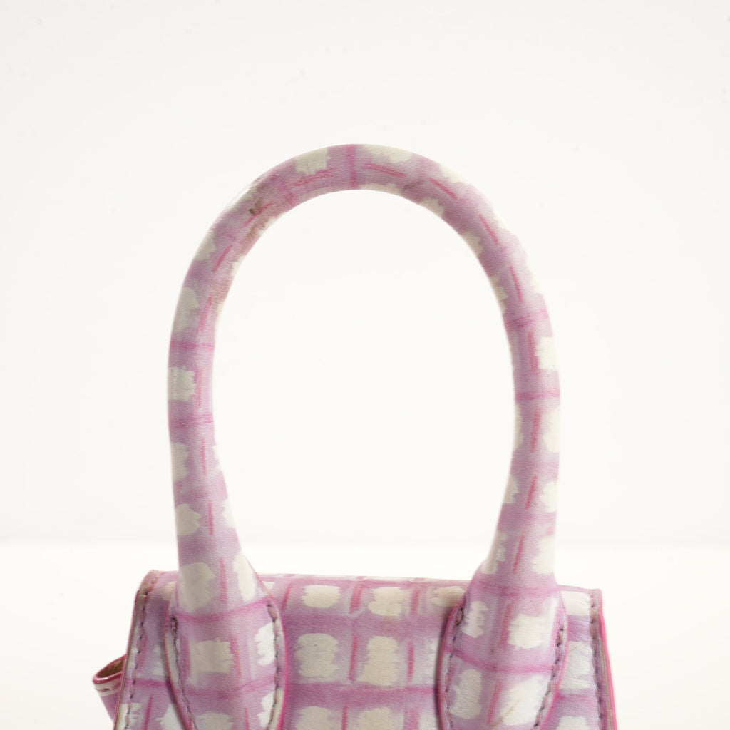 Jacquemus Le Chiquito Mini Bag in Print Pink Checkered Leather (dustbag)