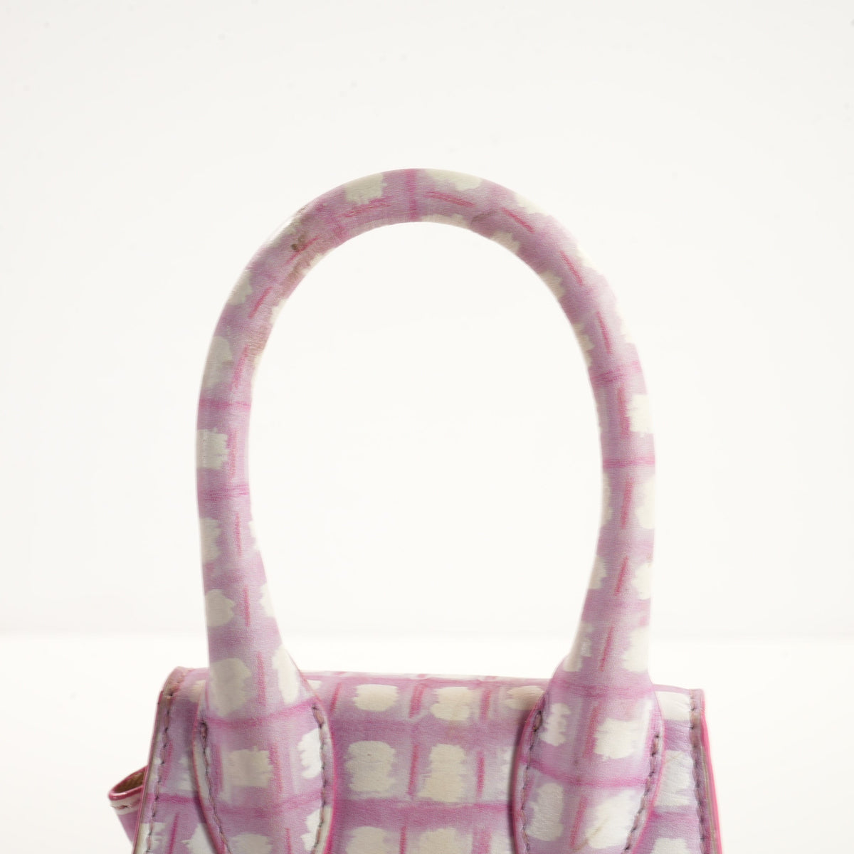 Jacquemus Le Chiquito Mini Bag in Print Pink Checkered Leather (dustbag)