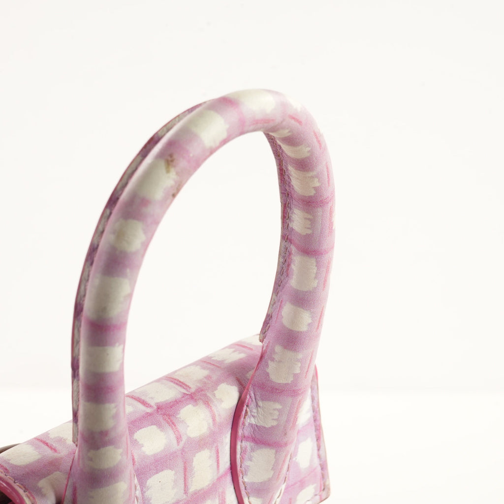 Jacquemus Le Chiquito Mini Bag in Print Pink Checkered Leather (dustbag)