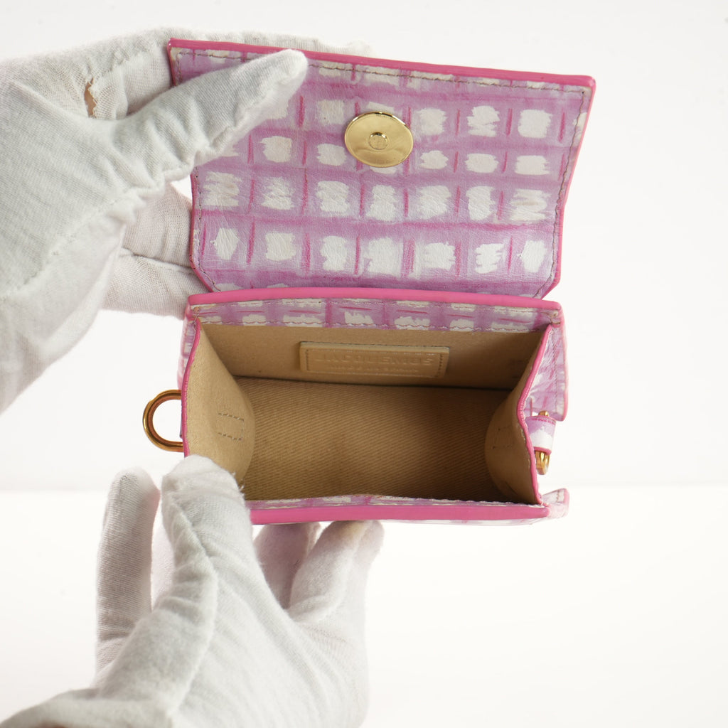 Jacquemus Le Chiquito Mini Bag in Print Pink Checkered Leather (dustbag)