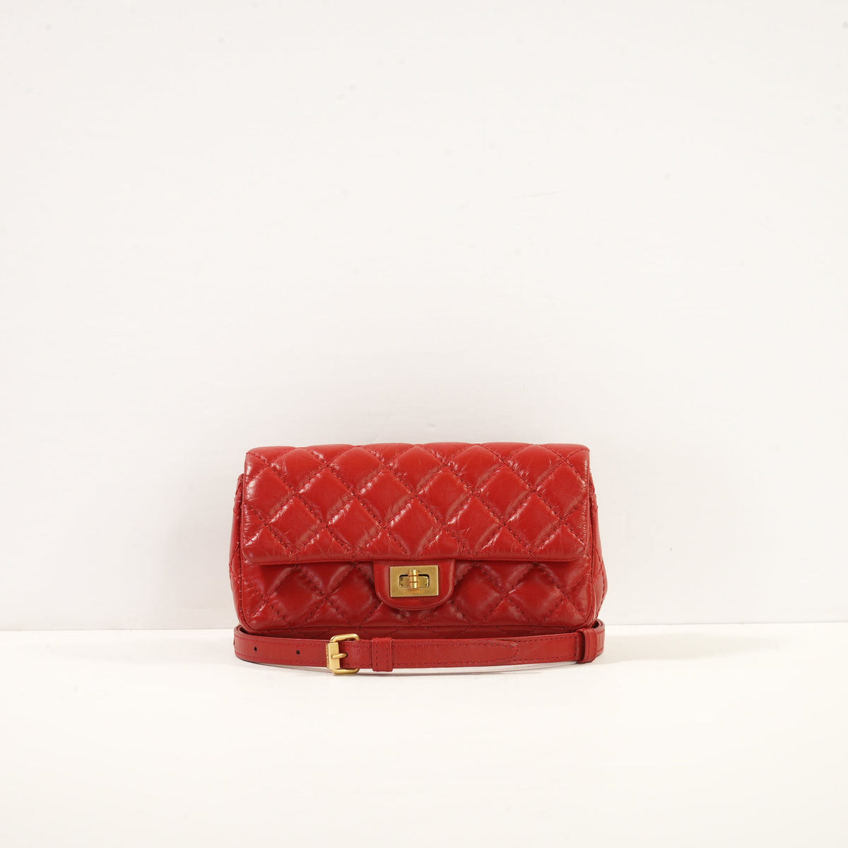Chanel Red Reissue 2.55 Belt Bag W/ Gold Tone Hardware