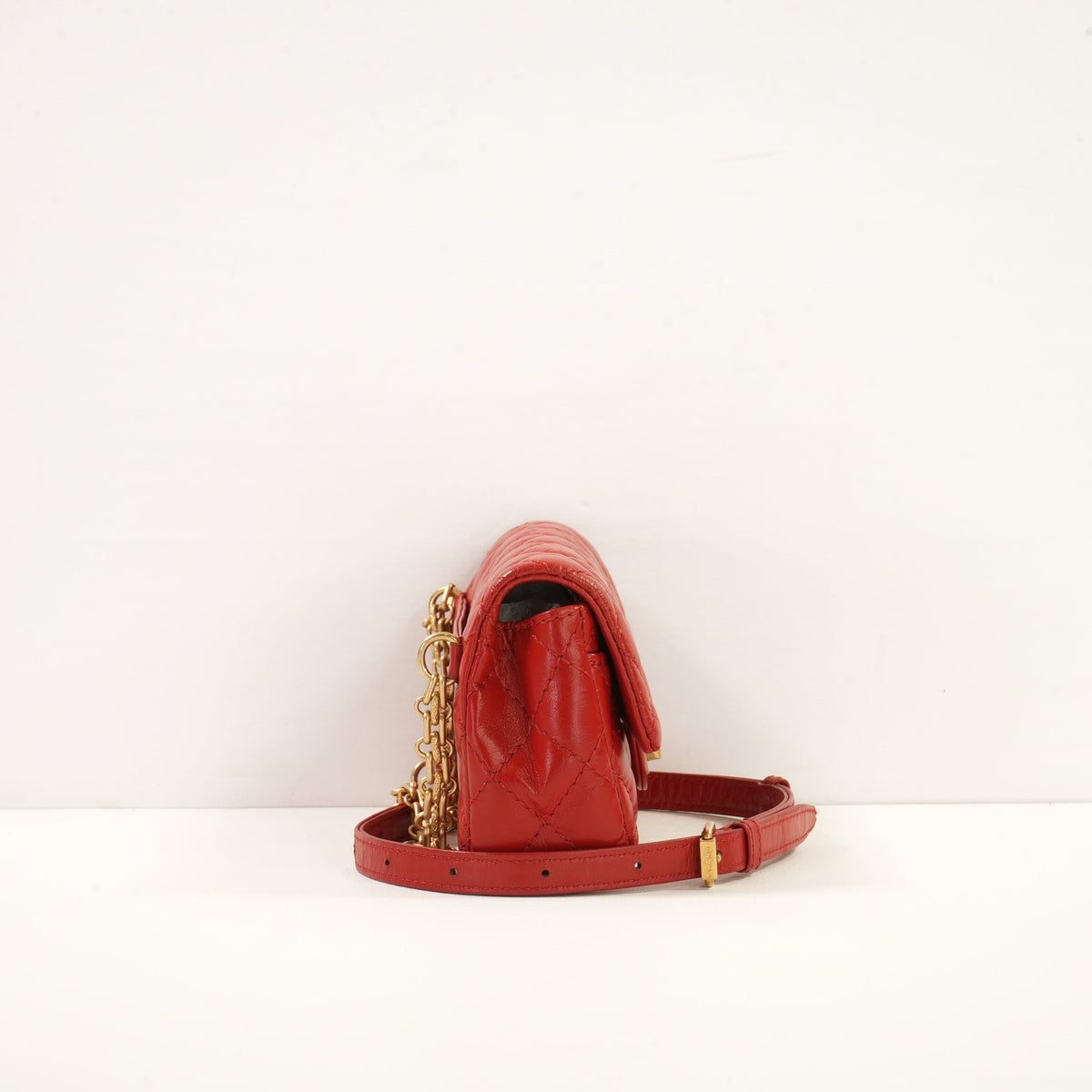 Chanel Red Reissue 2.55 Belt Bag W/ Gold Tone Hardware