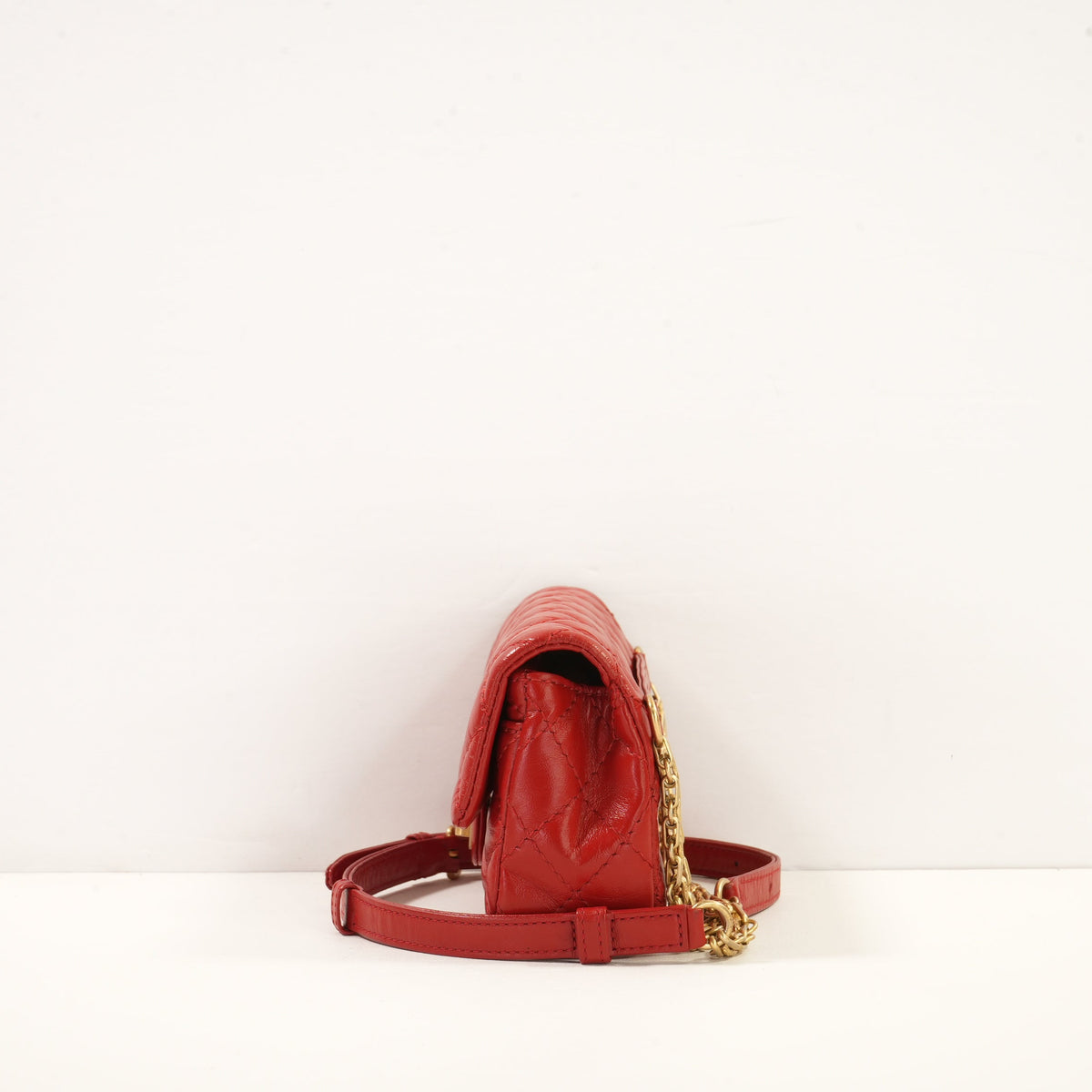 Chanel Red Reissue 2.55 Belt Bag W/ Gold Tone Hardware