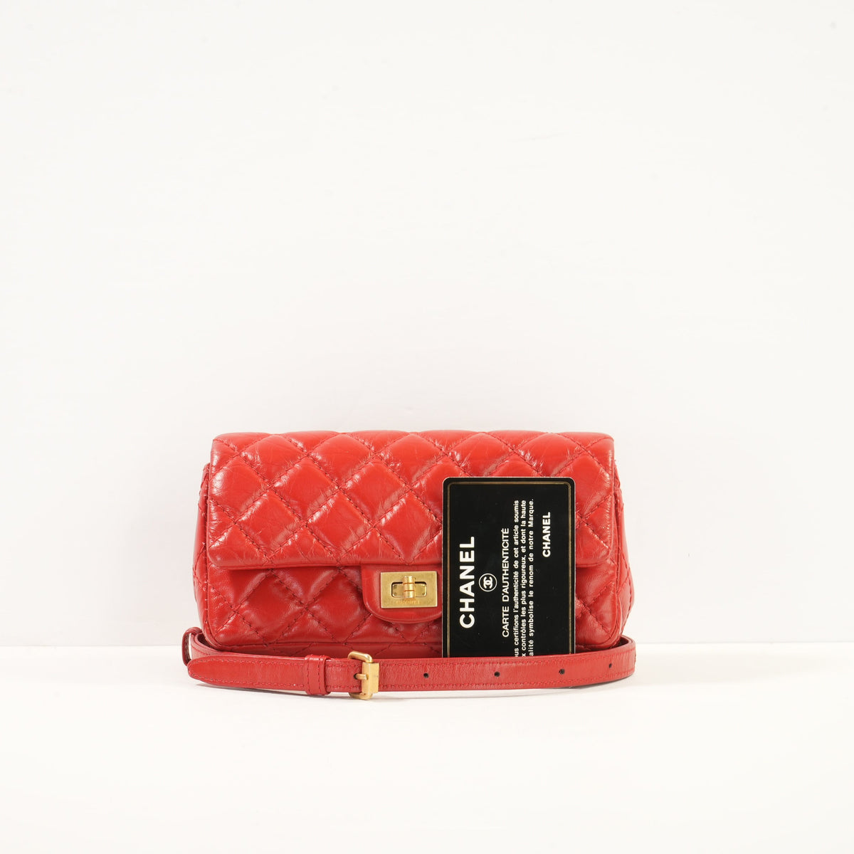 Chanel Red Reissue 2.55 Belt Bag W/ Gold Tone Hardware