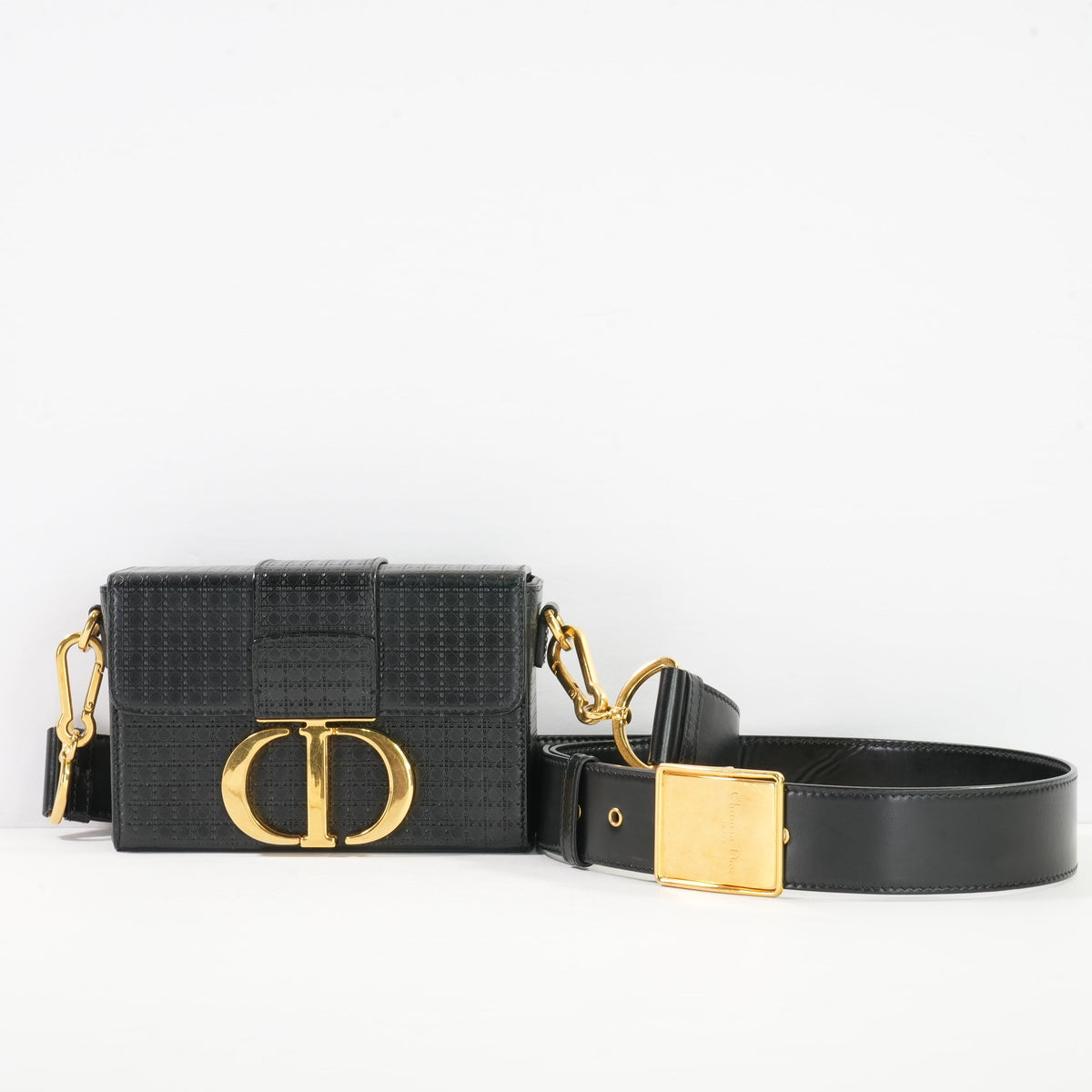 Christan Dior Black Monotaigne Box w/Gold Tone clasp