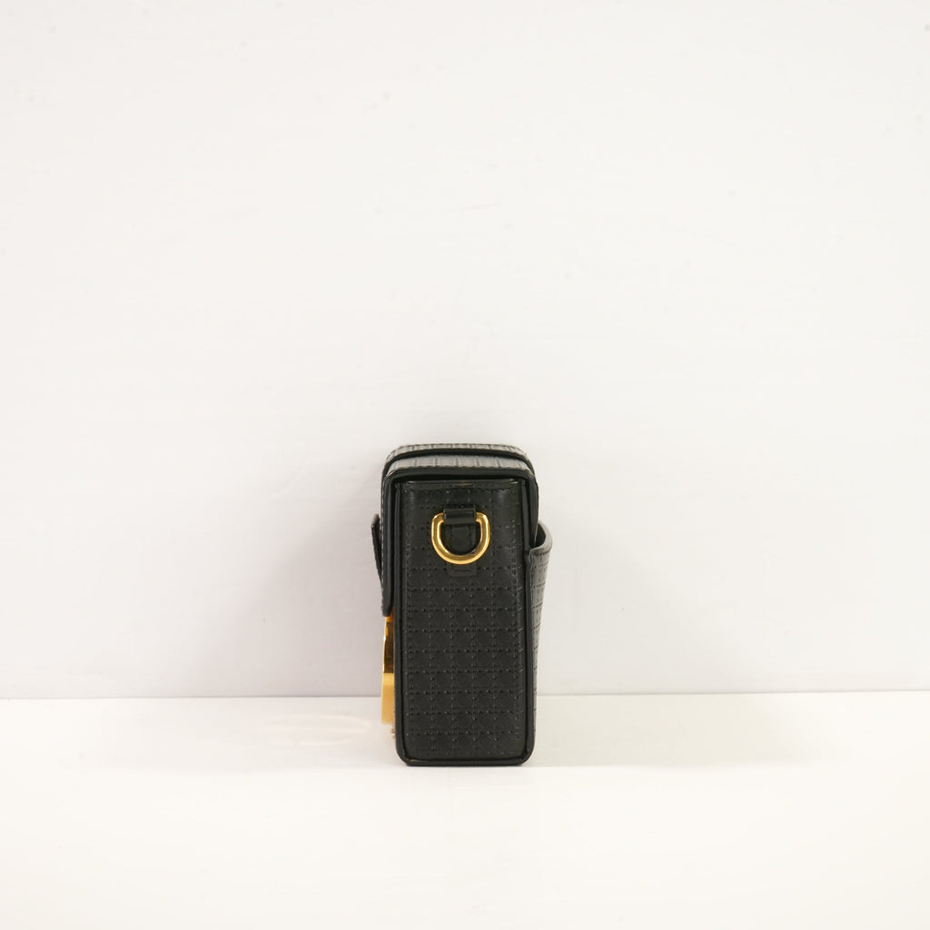 Christan Dior Black Monotaigne Box w/Gold Tone clasp
