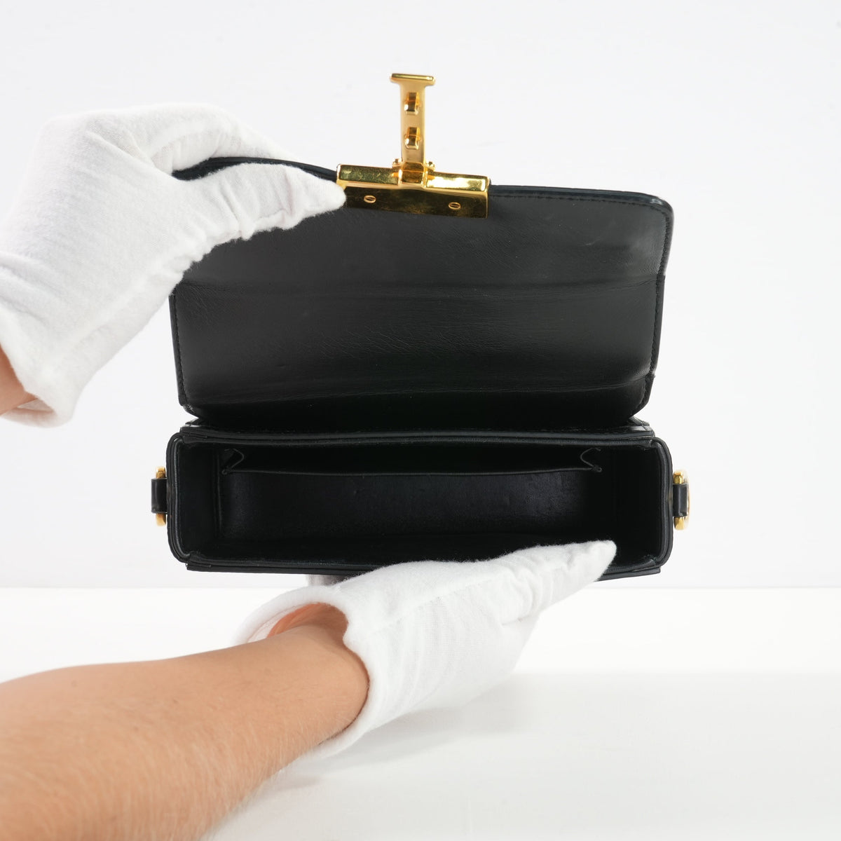 Christan Dior Black Monotaigne Box w/Gold Tone clasp