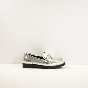 Fendi Baguette Metallic Loafers in Silver (38 1/2) (Dust Bag)