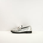 Fendi Baguette Metallic Loafers in Silver (38 1/2) (Dust Bag)