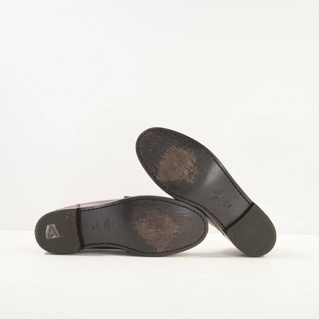 Fendi Baguette Loafers in Brown Leather  (38 1/2)