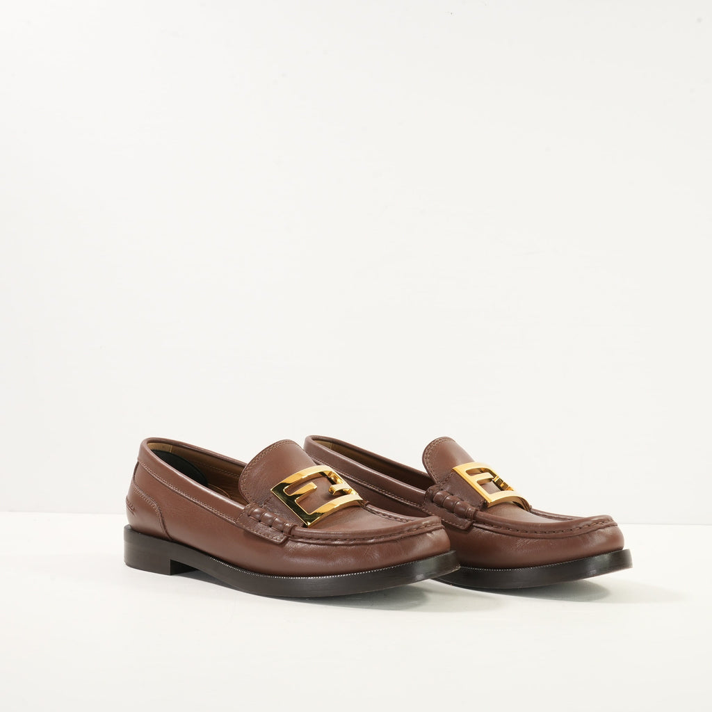 Fendi Baguette Loafers in Brown Leather  (38 1/2)