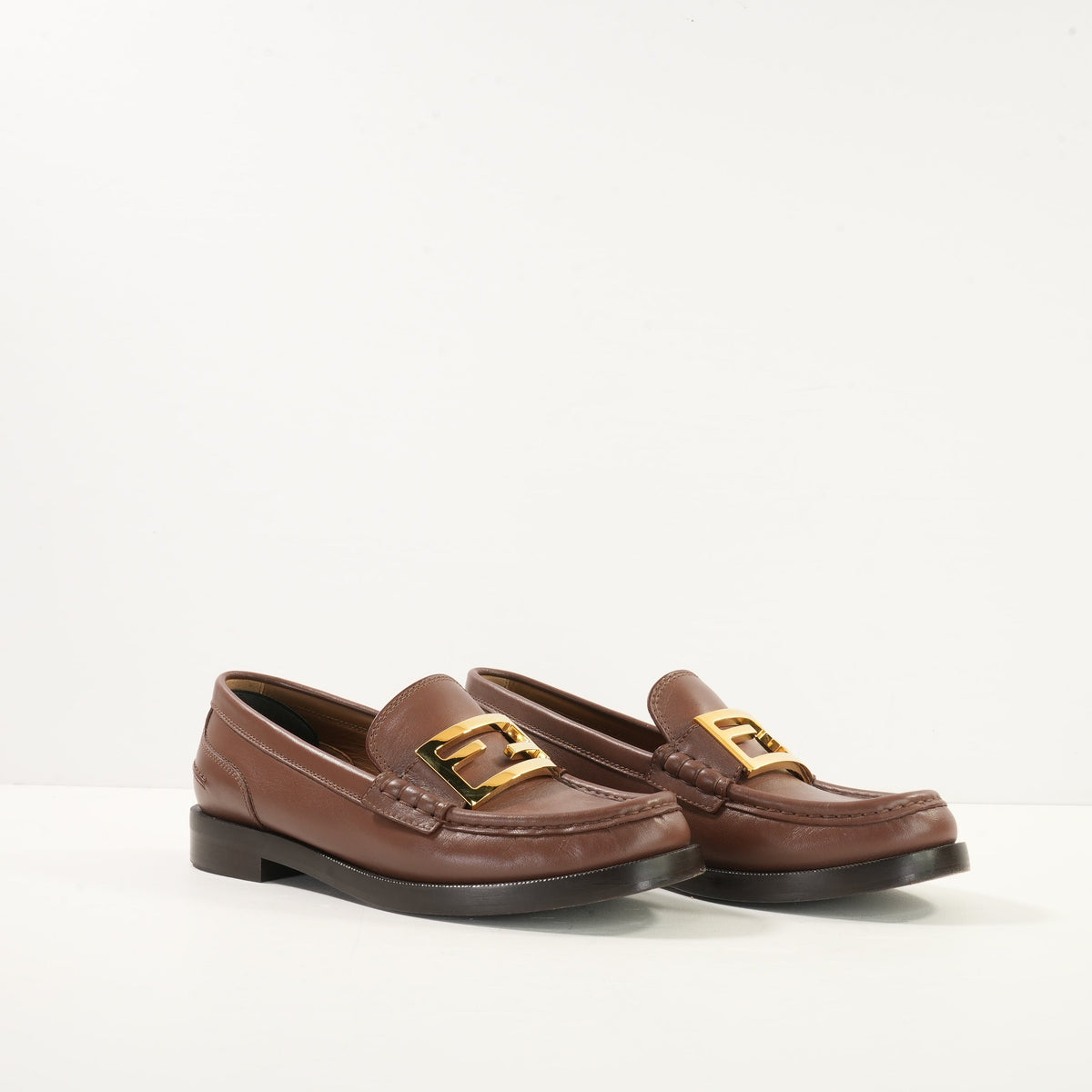 Fendi Baguette Loafers in Brown Leather  (38 1/2)
