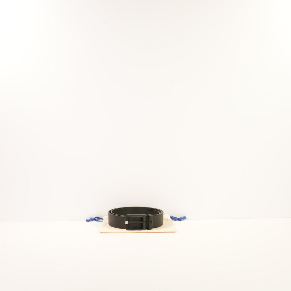 Louis Vuitton Pont Neuf Taurilloln Monogram Belt (100/40) in Black Grained Leather (Full Set & Bag)