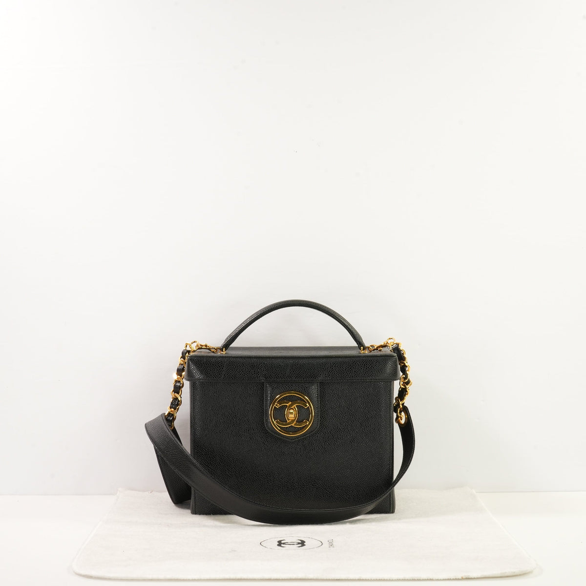 Chanel Black Vintage Make Up Vanity Bag (dust bag)