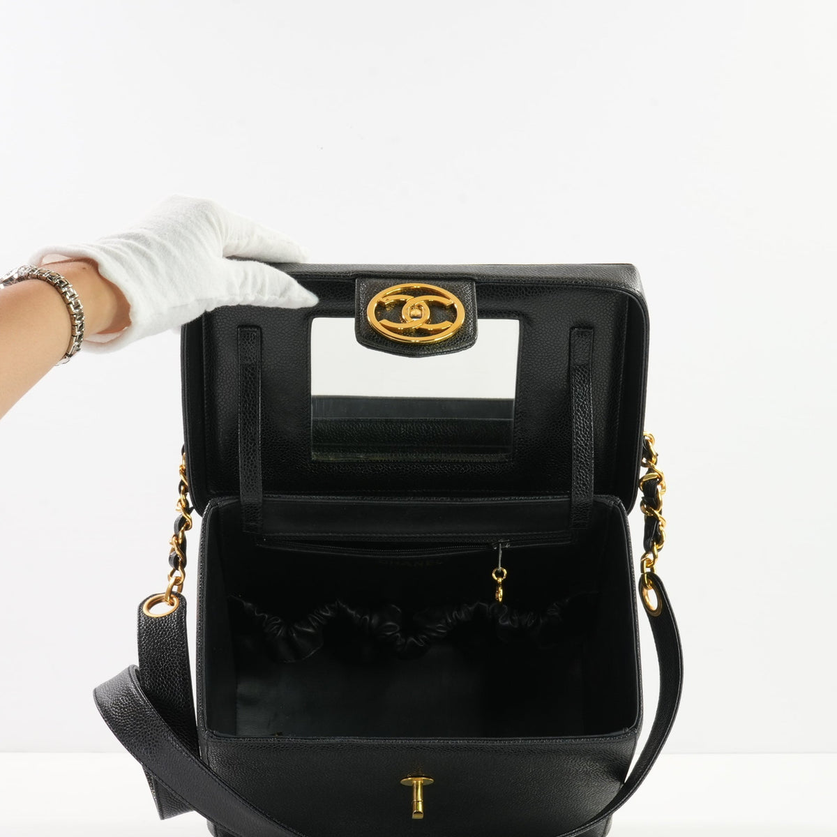 Chanel Black Vintage Make Up Vanity Bag (dust bag)