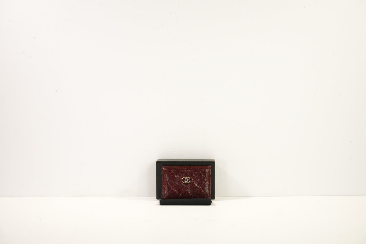 Chanel Maroon Patent Leather Card Holder (box)