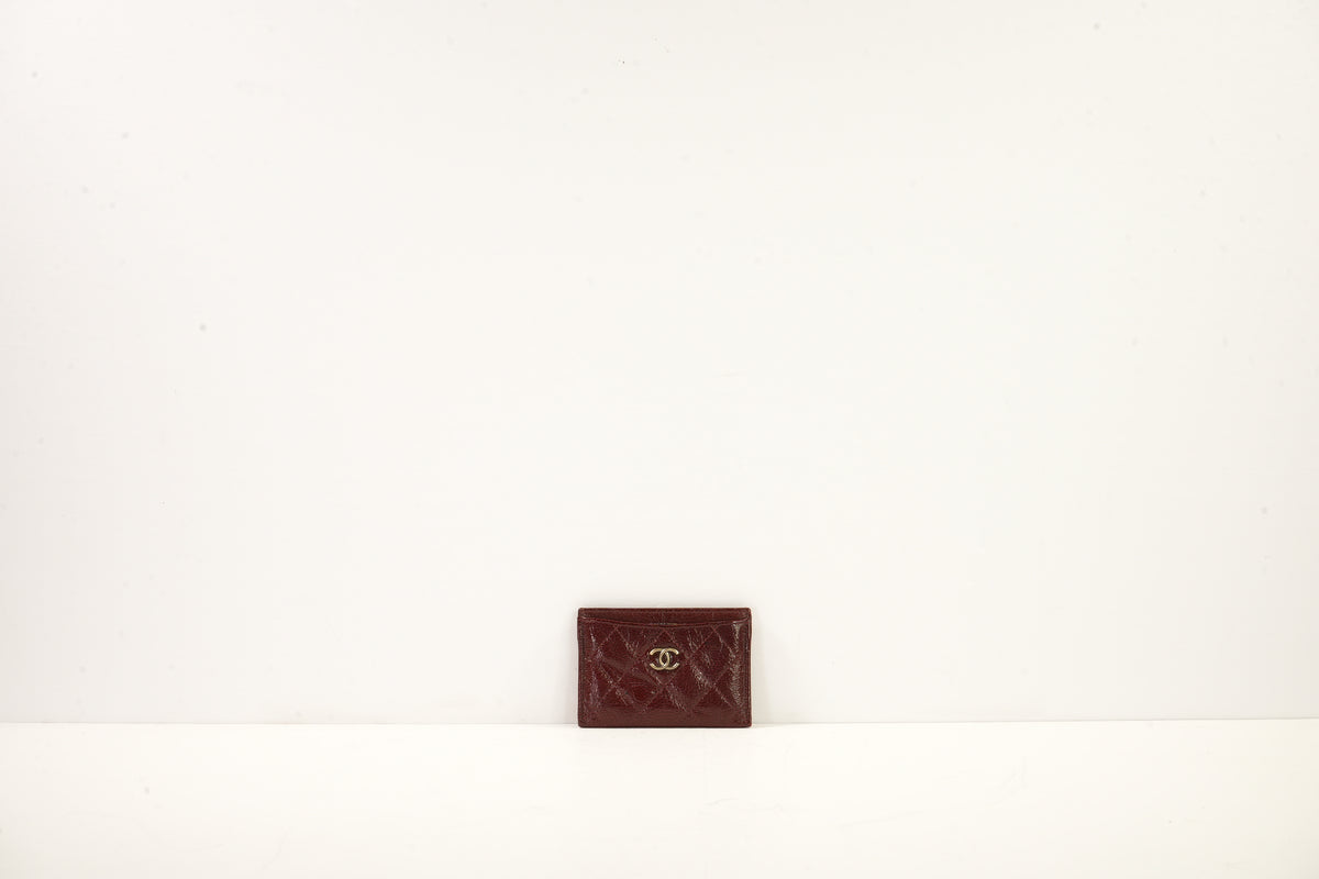 Chanel Maroon Patent Leather Card Holder (box)