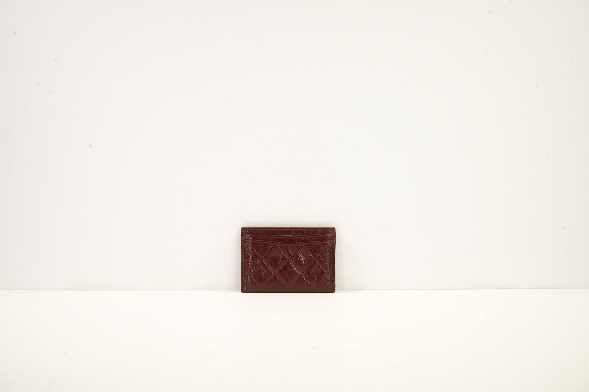 Chanel Maroon Patent Leather Card Holder (box)