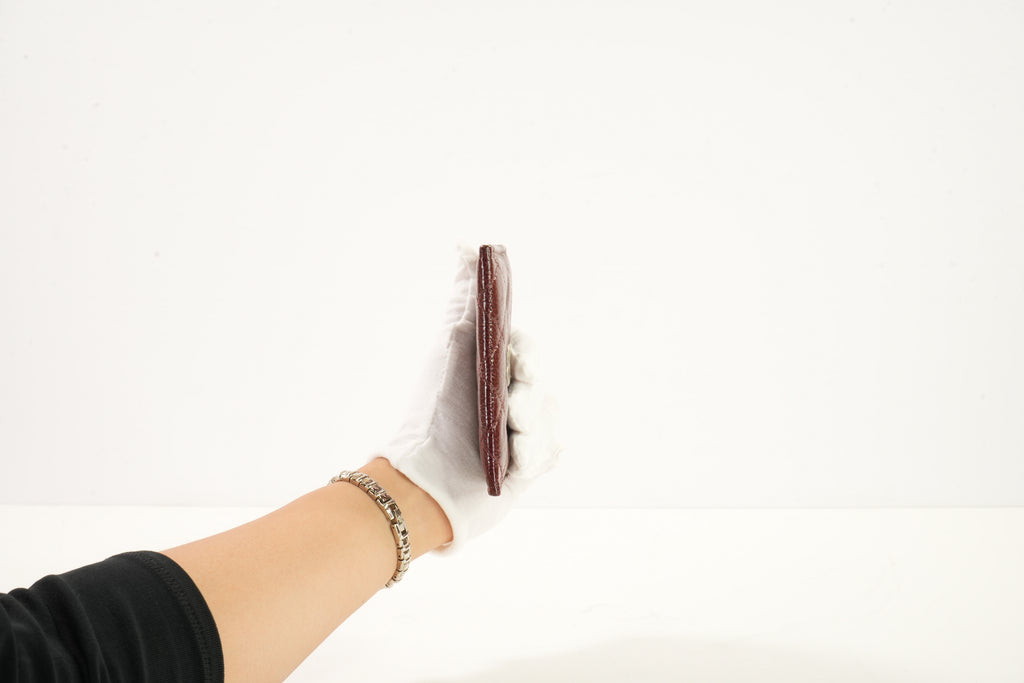 Chanel Maroon Patent Leather Card Holder (box)