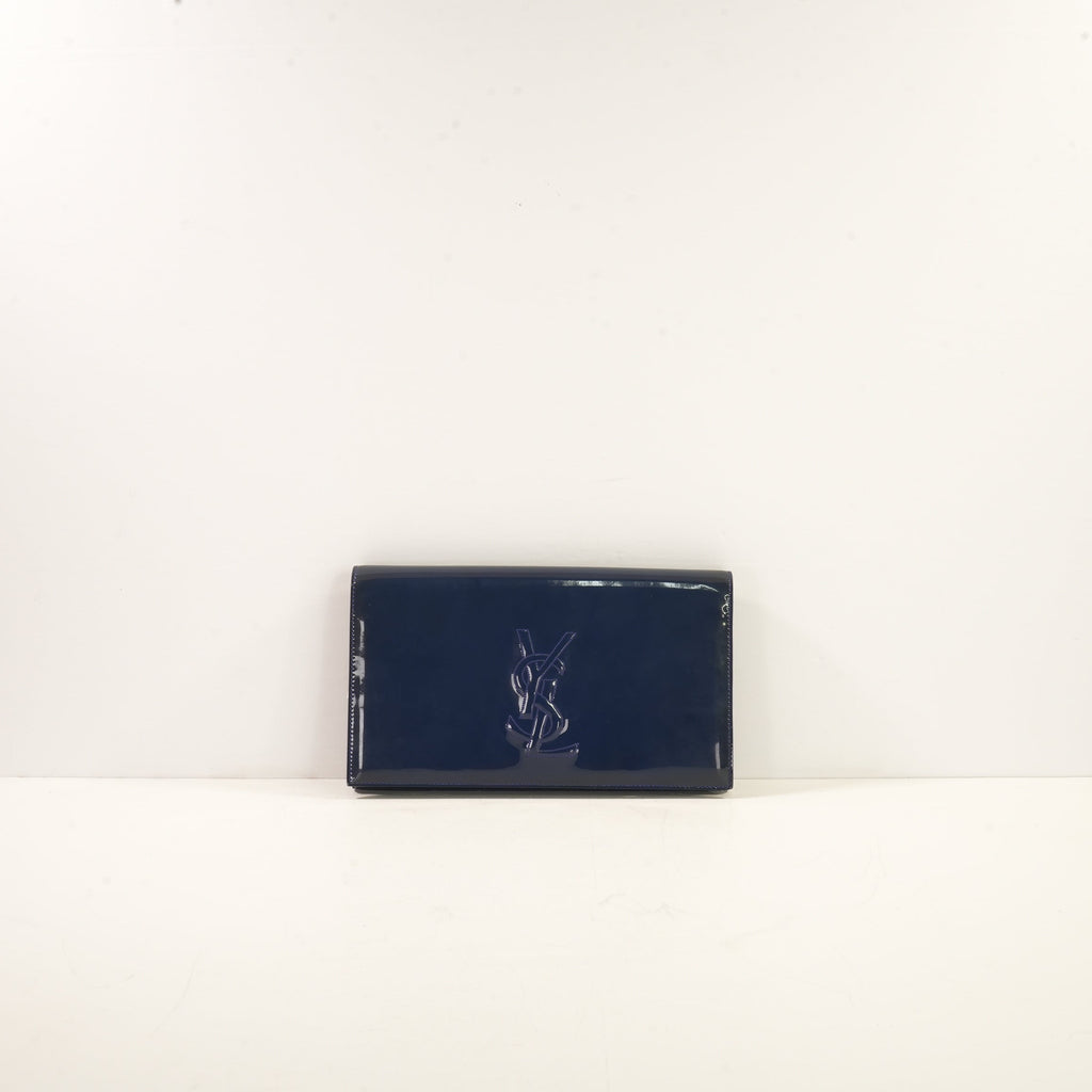 Saint Laurent Patent Leather Navy Blue Clutch (dust bag)