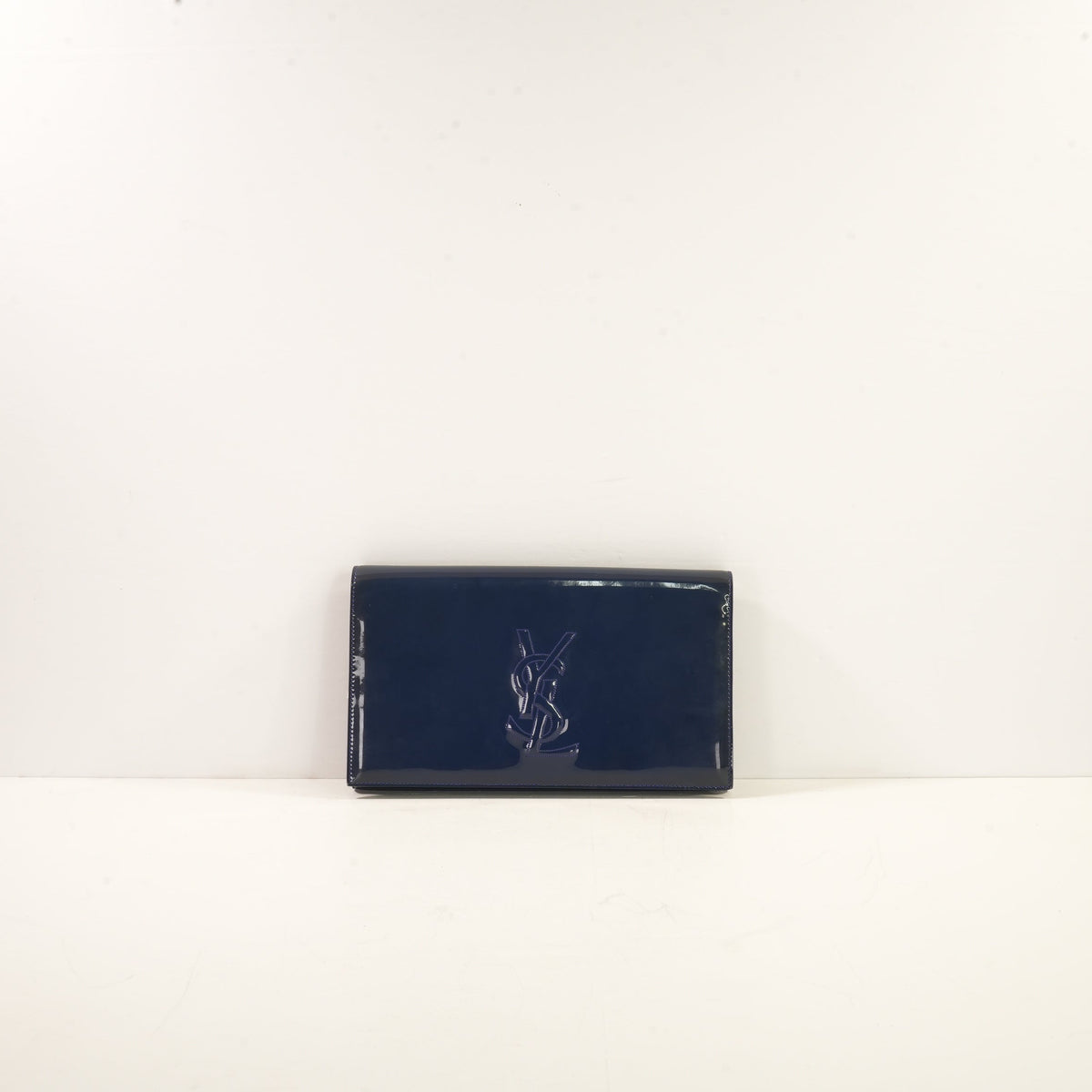 Saint Laurent Patent Leather Navy Blue Clutch (dust bag)