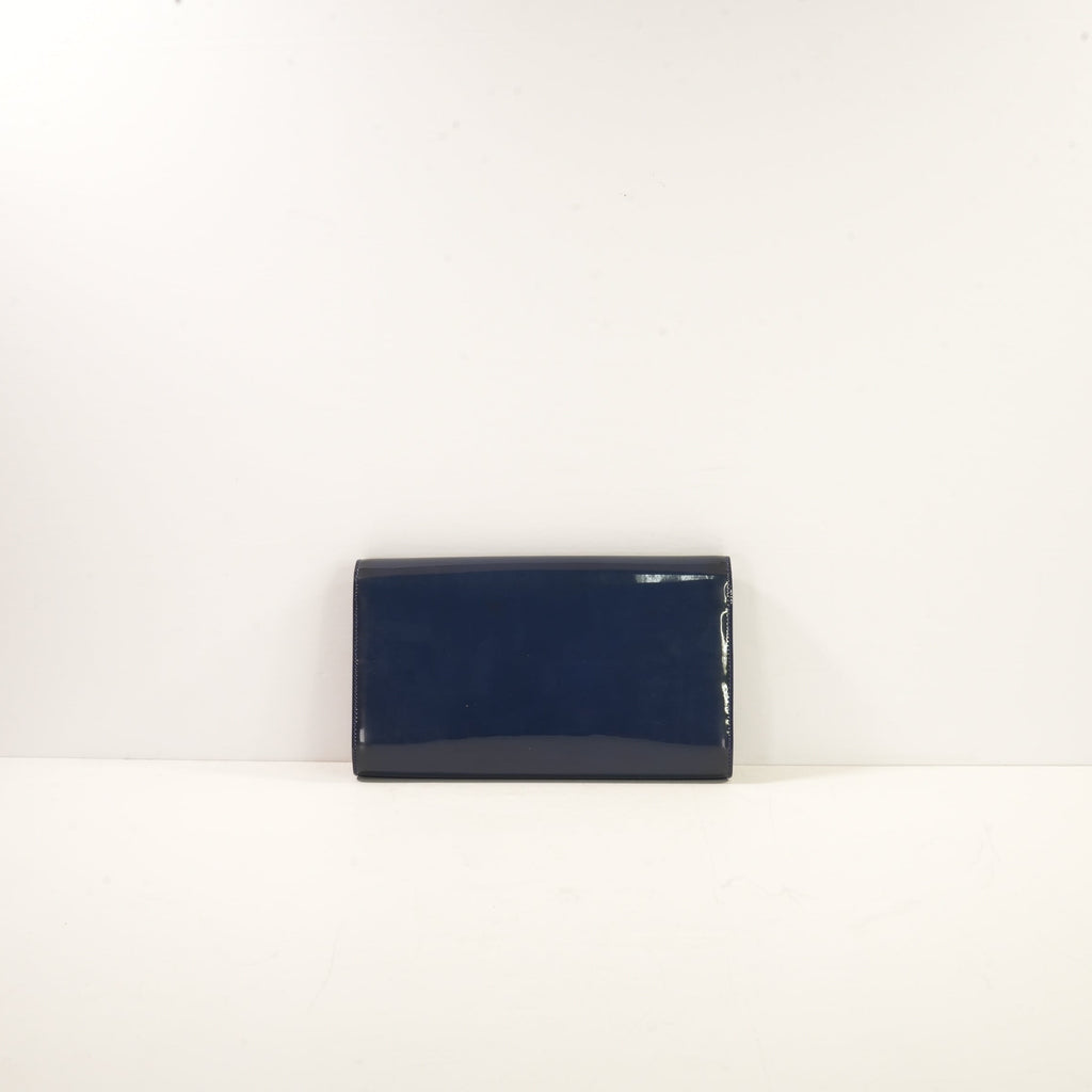 Saint Laurent Patent Leather Navy Blue Clutch (dust bag)