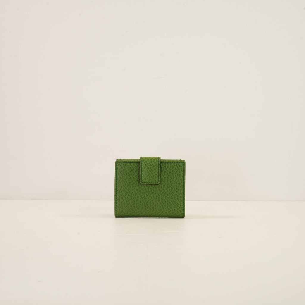 Gucci Green Leather Bamboo Hardware Wallet