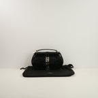 Versace Black Crocodile-Embossed Leather Greca Goddess Shoulder Bag W/Strap & Dustbag