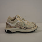 Chanel Fabric Laminated Calfskin Stretch CC Sneakers Runner 36 1/2 Full Set