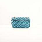 Gucci Blue Diagonal Quilted GG Canvas Marmont Small Shoulder Bag