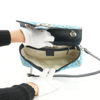 Gucci Blue Diagonal Quilted GG Canvas Marmont Small Shoulder Bag