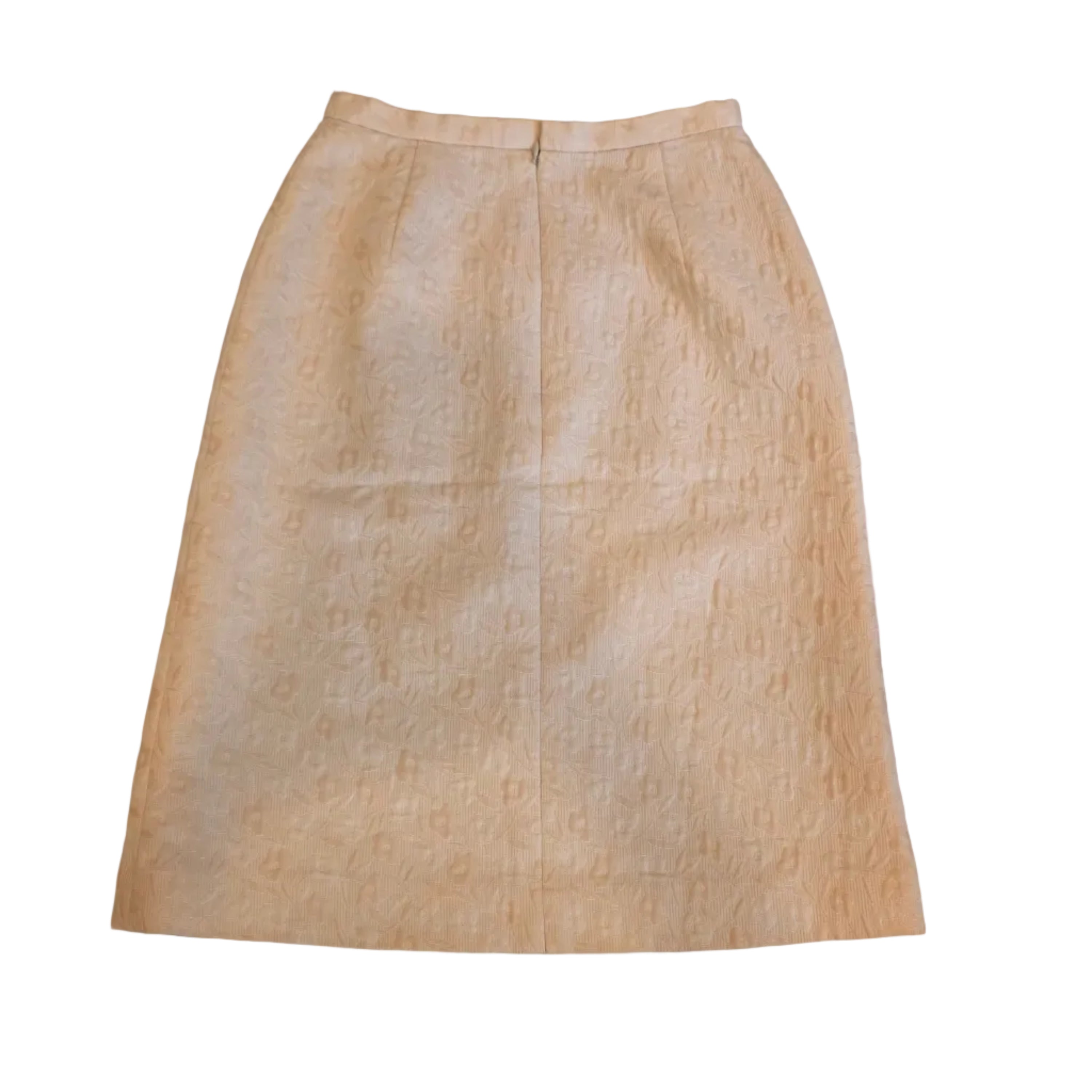 Balenciaga Vintage Floral Light Beige Midi Pencil Skirt Size 38