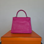 Hermes Kelly 25 Rose Shocking Chevre 2008 (L) Full Set