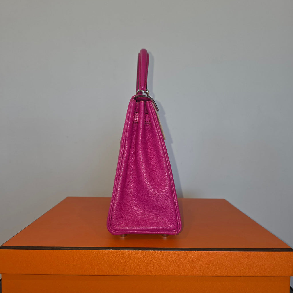 Hermes Kelly 25 Rose Shocking Chevre 2008 (L) Full Set