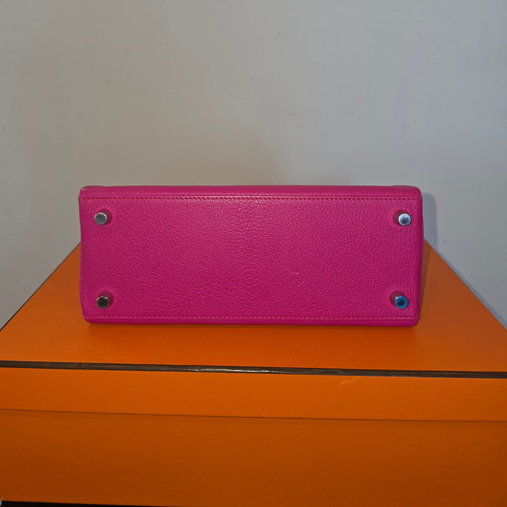 Hermes Kelly 25 Rose Shocking Chevre 2008 (L) Full Set