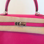Hermes Kelly 25 Rose Shocking Chevre 2008 (L) Full Set