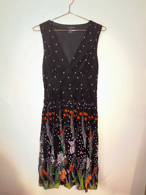 Vivienne Tam Black polka dot with floral pattern dress