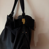 Ferragamo Black Leather Handbag W/ Bow