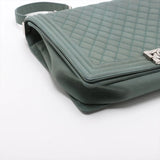 Chanel Boy Chanel Large Caviar Skin Chain Shoulder Bag Blue Silver Metal Fittings 17577826