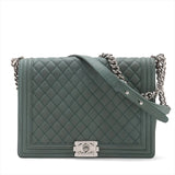 Chanel Boy Chanel Large Caviar Skin Chain Shoulder Bag Blue Silver Metal Fittings 17577826